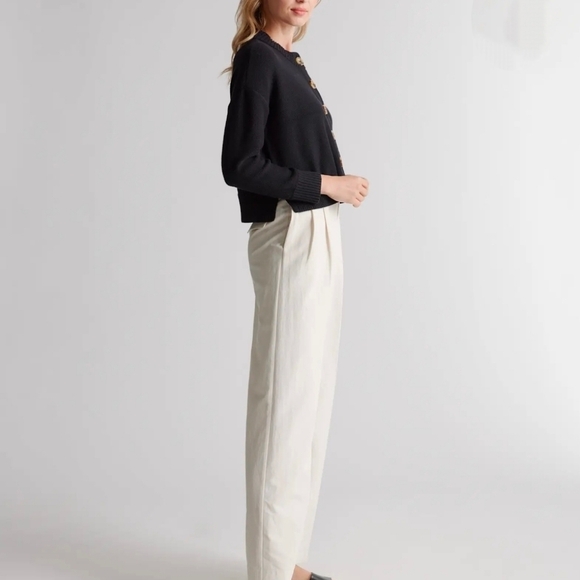 Quince Small Gray Cropped Cardigan Sweater with Button 100% Organic Cotton - Picture 3 of 8